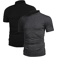 Mens Casual Basic Turtleneck T Shirt Slim Fit Pullover Lightweight